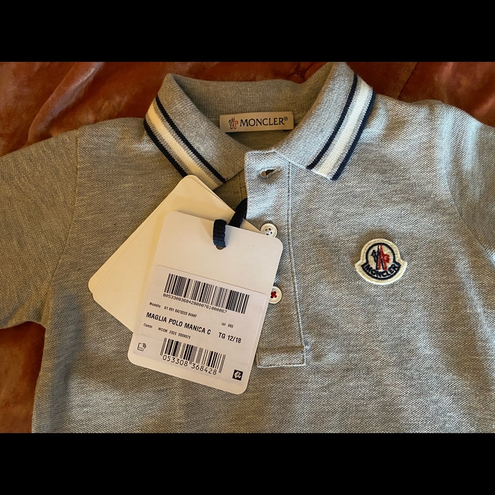 SOLD —— Moncler Grey Cotton Polo Shirt - Toddler